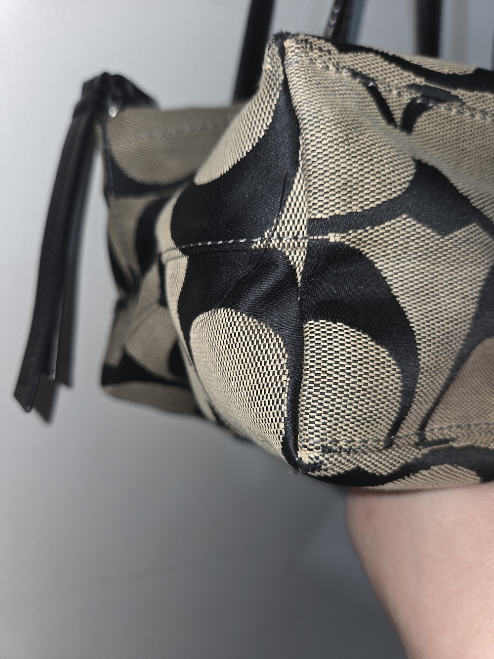 Coach Black and Tan Signature Canvas Tote - Picture 11 of 14